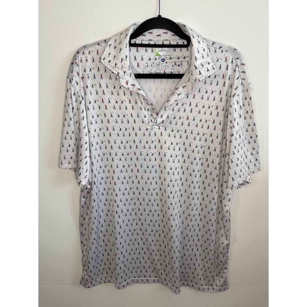 Tailorbyrd Golf Polo Shirt Men's XL‎ White Golfer All Over Print Loud Fast Ship